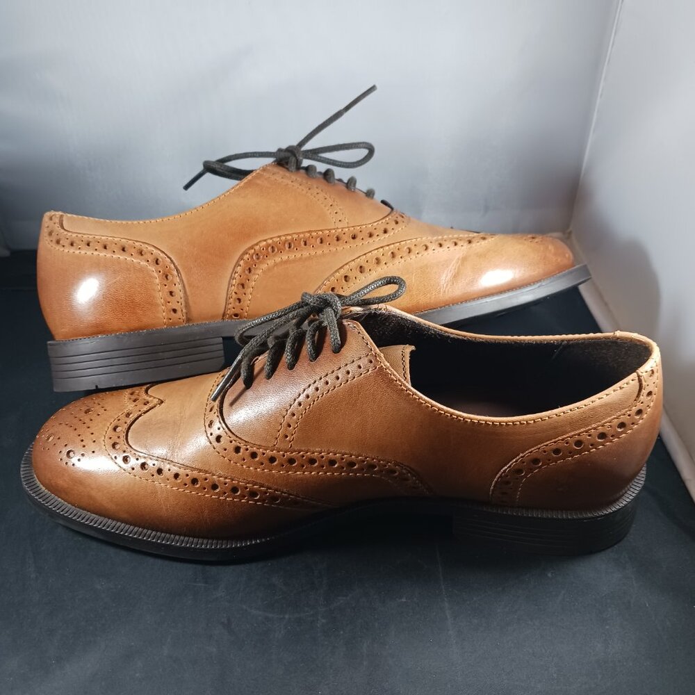 COLE HAAN British Tan Dustin Wing Tip Oxford Dress Shoe Men's 7M - Picture 6 of 12